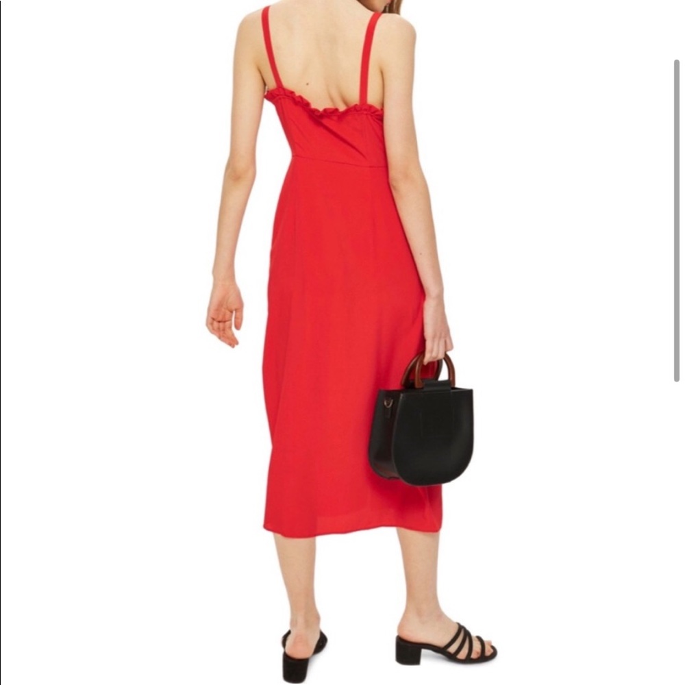 NWOT! TOPSHOP 90s Grunge Dream Red Ruffle Button Sweetheart MIDI Slip Dress - 6 - Picture 4 of 8
